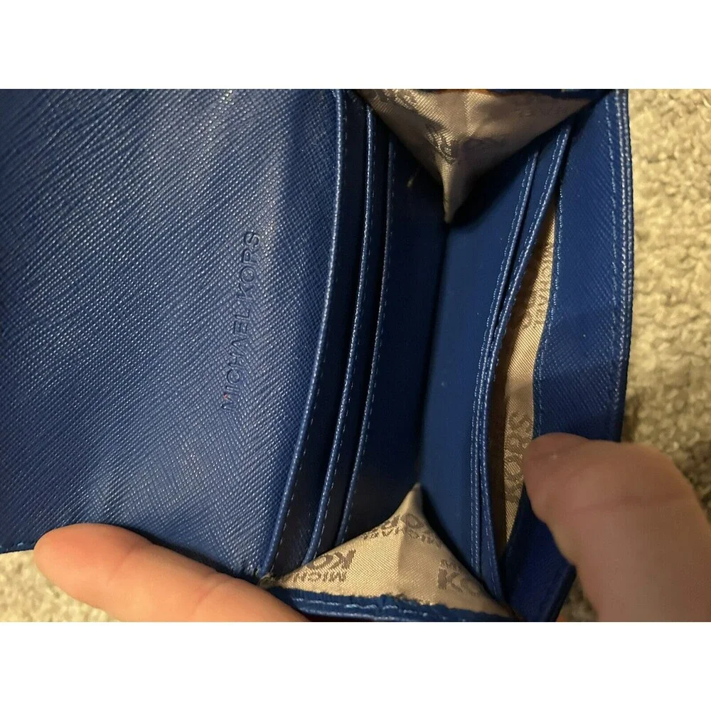 michael kors keychain wallet Blue‎ And Brown Logo Design Leather